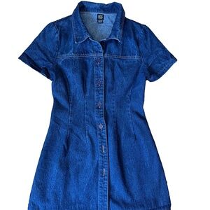 BDG Denim Contrast Stitch 70’s Style Button Front Mini Dress Size XS